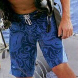 Eddie Bauer Blue Board Shorts Shark Reef